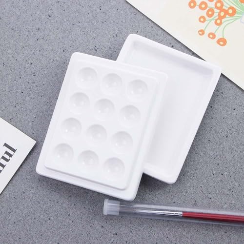 Paleta de cerámica para uñas de 12 cavidades con tapa blanca para mezcla de gel 5