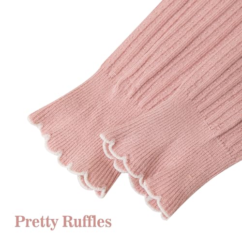 Meeshine 5 Pack Toddler Girls Cotton Footless Tights Cable Ribbed Knit Ruffle Leggings Stocking Pants for 1-8T Kids3