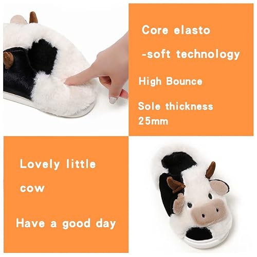 Plmokn Cow Slippers For Women Indoor And Outdoor Mens House Cute Fuzzy Keep Warm Animal Cloud Slides,白色全包-40/41, White Baotou #TOP4