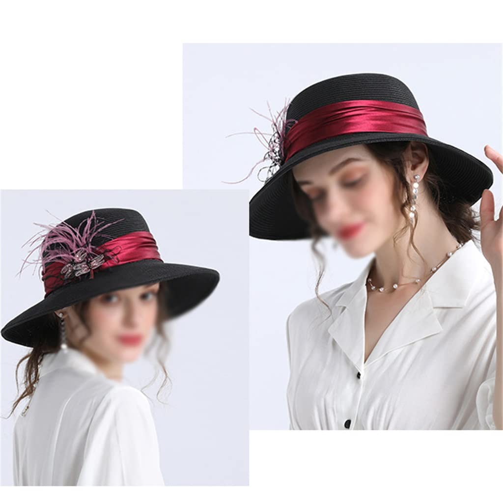 Cappello, Cappello Decorativo a Fiori a Tesa Larga da Donna Primaverile e Autunnale, Cappello da Sole
