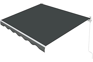 Ready Made Retractable Patio Awning 8.2' x 6.5' for Doors or Windows, Gray