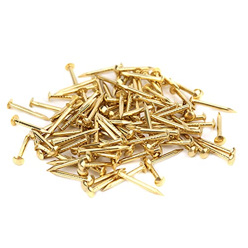 Clavos de latón vintage Brazen, 100 piezas, cabeza redonda, tamaño pequeño 15mm miniatura 3