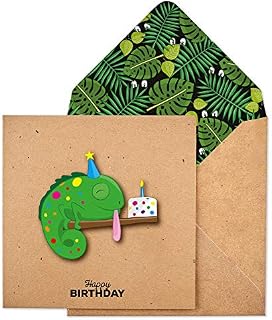 Birthday Chameleon Handmade Greeting Card with Jungle Envelope
