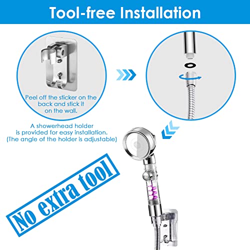 Vacto High Pressure Shower Head With Handheld, Turbo Shower Head With Filter, Detachable Water Saving Showerheads With On Off Switch, 3 Spray Modes Hydro Jet Shower Head With Hose & Bracket #TOP6