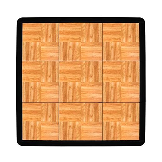 IncStores Practice Dance Tile Kits w/Edge Pieces (Oak, 3' x 3' Area (9 Tiles) - Black Edging)