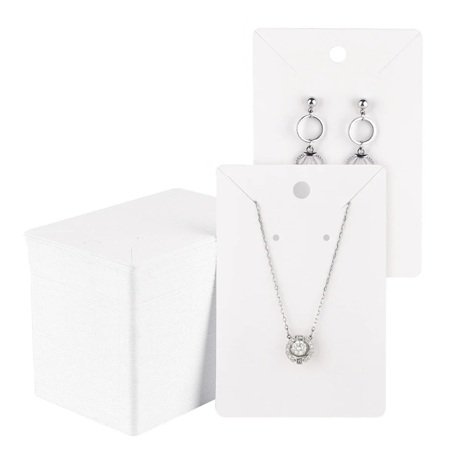 EDvkrgqx Earrings Necklace Display Cards, Earring Cards 6x9cm 500pcs Multicolor Display for Stud and Dangle Earrings Jewelry Pack(White)