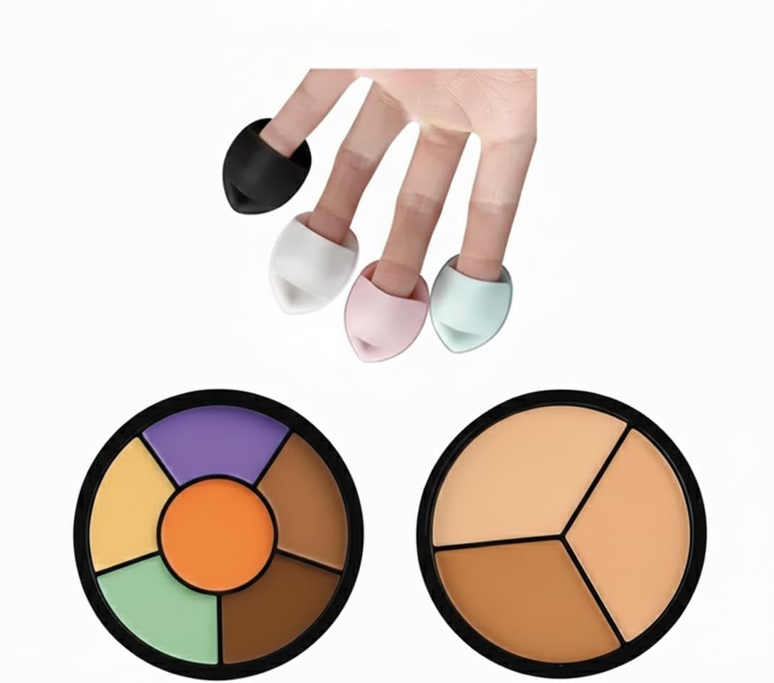 3 in 1 & 6 in 1 Concealer Palette with 4 Mini Puff Blenders | Long Lasting Cream Concealer for Women & Girls-picture-43