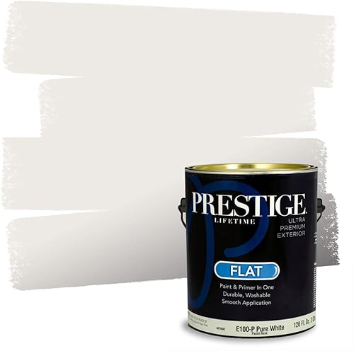 Miniatura 2 de Prestige Paints - Pintura y sellador 2 en 1 para exteriores, 1 galón, plana, similar a Sherwin Williams Snowfall, P300-P-SW7005