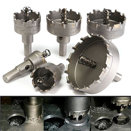 Paquete: 6 piezas de puntas de metal duro profesionales TCT, para metal y acero inoxidable, para taladrar (22 mm, 30 mm, 35 mm, 45 mm, 50 mm, 65 mm) Cover