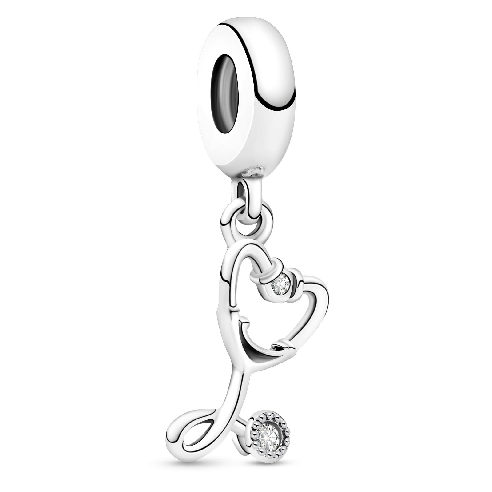 Ruaidhra Sterling Silber S925 Stethoskop Herz Charms & Beads für Damen,Family,Blume Glühwürmchen Moments Charm Freundschaft Anhänger für Armbänder,Sicherheitskette,Geschenk für Frauen Geburtstag