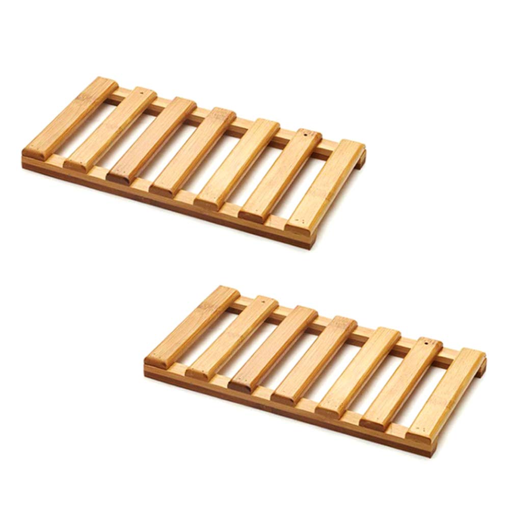 YILE Wall-Mounted Shelves Set of 2 , Floating Shelves, Plant Flower Shelf, Natural Bamboo Storage Shelves for Bedroom, Bathroom, Living Room,Kitchen