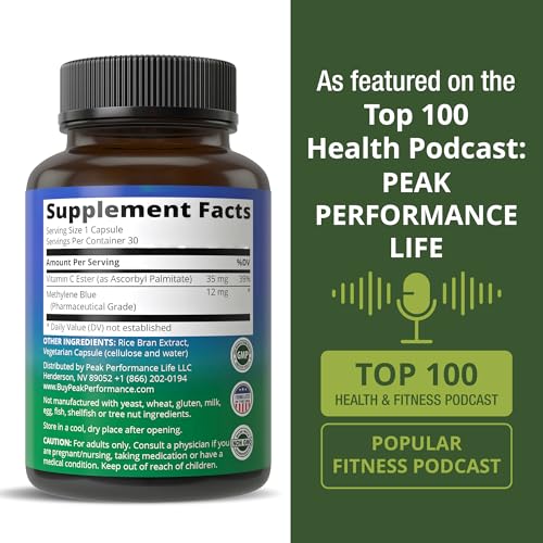 Methylene Blue Capsules Ultra High Purity (USP) Pharmaceutical Grade Supplement For Humans. Vegan Methylene Blue Capsules For Better Absorption. Support Memory, Focus, Clarity, and Healthy Aging - Image 6