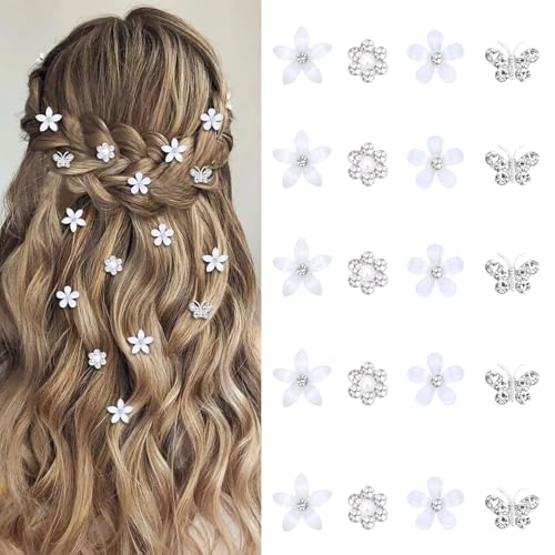 20 Pinzas Pequeñas Decorativas para Cabello Blanca miniatura 1