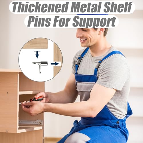 40 PCS L-Shaped Shelf Support Pegs, 40 Pcs Shelf Supports Pins 5mm Studs Push in Stainless Steel - Image 3