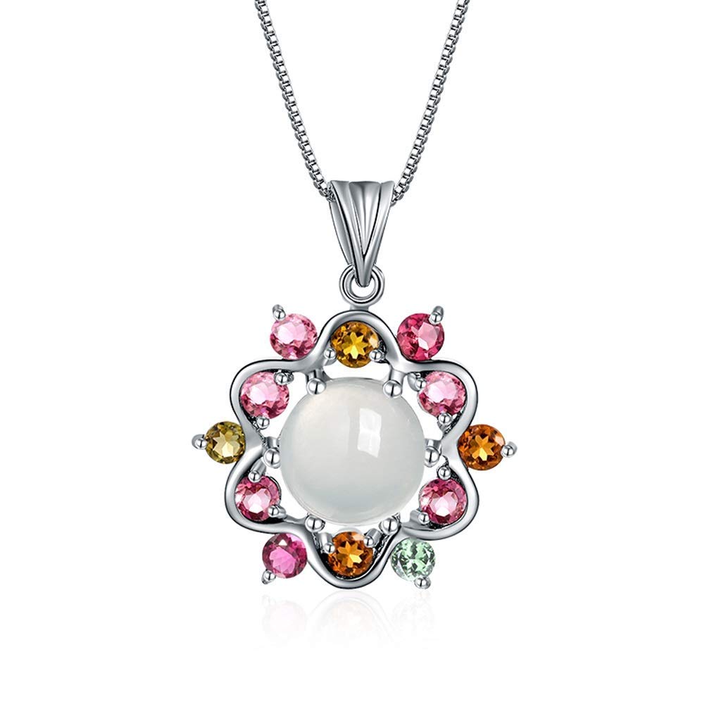 HJMMWT Collane per Donne e Ragazze Stella a Sei Punte Collana Bianca S Ciondolo in Pietra di Luna intarsiato con Collana Ciondolo Delicato Regalo Collane Girocollo per la casa