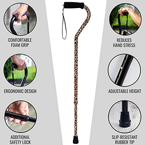 Dmi Adjustable Designer Cane With Offset Handle And Strap, Leopard, Multi-Colored, Fsa And Hsa Eligible #TOP6