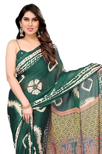 Image of MIRCHI FASHION Saree for Woman Chiffon Shibori Printed | Lightweight Regular Use and Professional Office Sari with Blouse Piece