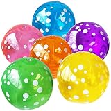 Beach Balls Bulk – Polka Dot Beach Balls for Kids & Adults – 6 Beach Balls Dozen in 6 Colors – Infla