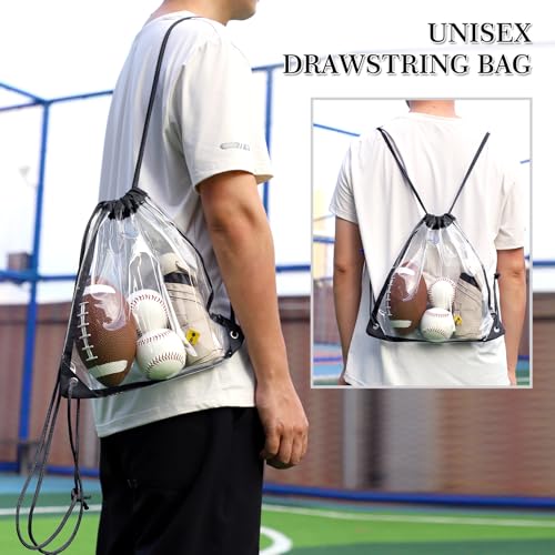 Image of 2Pack Clear Drawstring Backpack ，12x12 Small Clear Drawstring Bags for Stadium Events, Work, Festivals and Sporting Events, Black