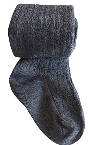 X&F Little Girls' Warm Cable Knit Footed Tights Cotton Stockings Leggings