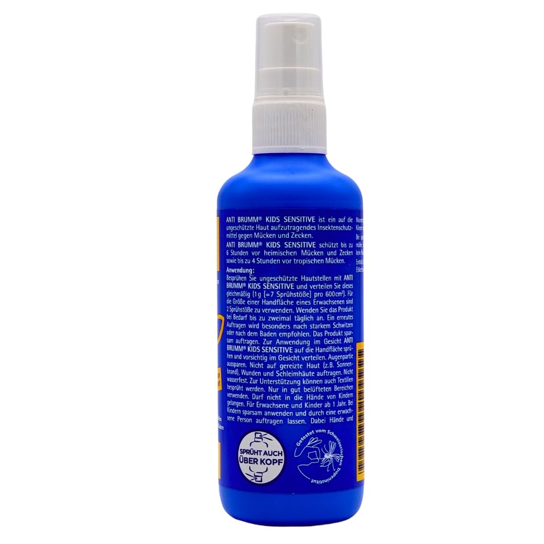 Anti Brumm Kids Sensitive 3x 150 ml I Schutz gegen Mücken und Zecken I Mückenspray I zu Hause, Reisen, Tropen I Icaridin I Kinder ab 1 Jahr I empfindliche Haut I Spar-Set plus Pharma Perle give-away