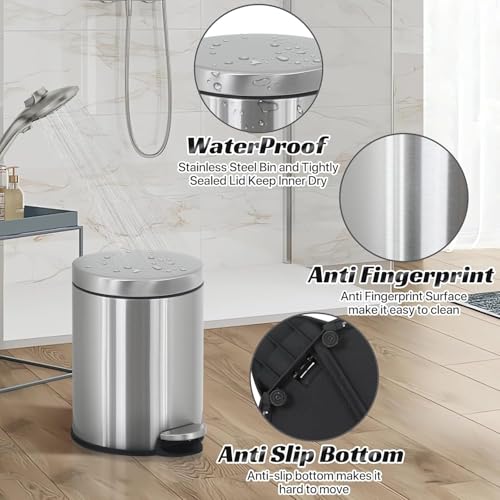 Caneca de basura redonda de acero inoxidable 6L miniatura 3