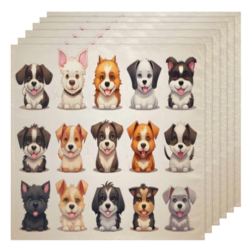Servilletas de Tela Corgi Set de 6 50.5x50.5 cm miniatura 1