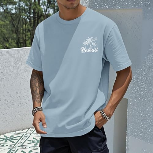 Mens Graphic Tees Vintage Beach Vacation T Shirts Positive Vibes Tropical Printed Shirt Oversized Short Sleeve Tops3
