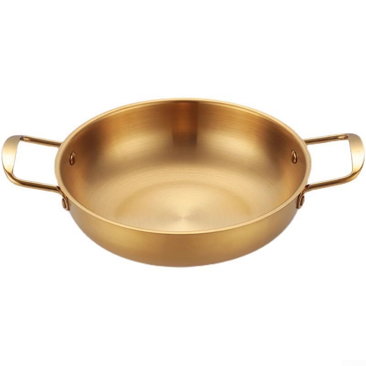Sartén de acero inoxidable para paella con base plana y mango doble
