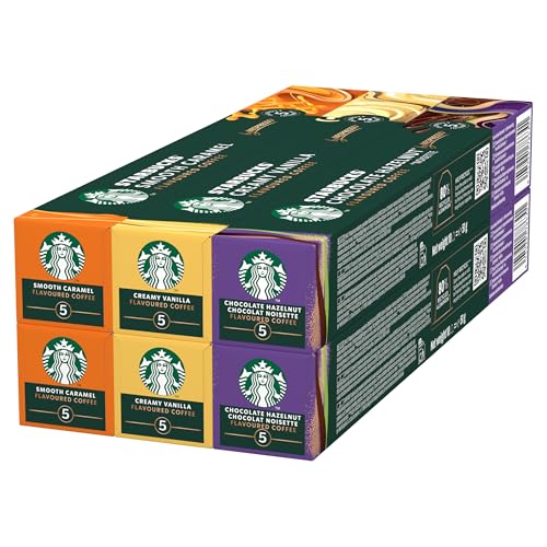 STARBUCKS Café Aromatisé Pack Variété by Nespresso, Capsules de Café 6 x 10 (60 Capsules)