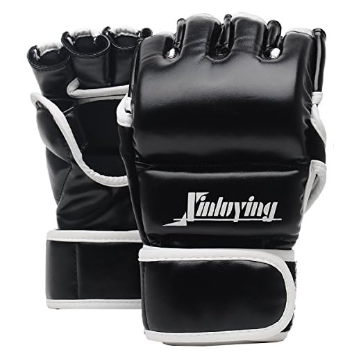 Xinluying MMA Gloves Martial Arts Grappling Sparring Punch Bag UFC Boxing Training Half Mitts for Men Women Medium