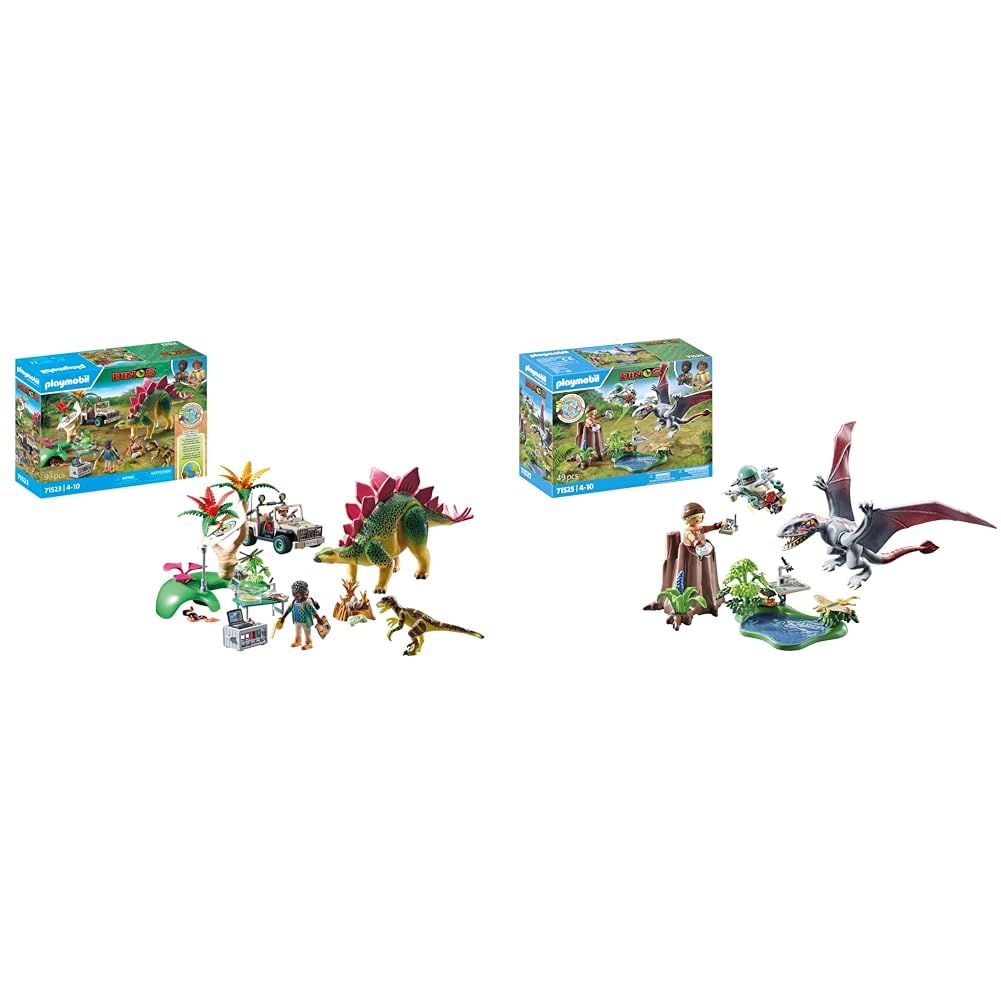 PLAYMOBIL Dinos 71523 Forschungscamp mit Dinos & Dinos 71525 Beobachtungsstation für Dimorphodon