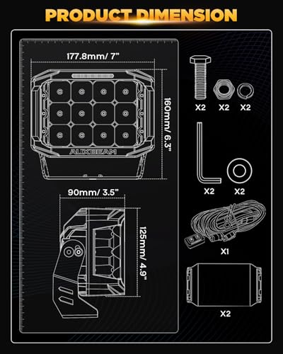 Image of Auxbeam V-MAX Series LED Light Pod 7 Inch, 270 Side Shooter LED Offroad Lights with Amber DRL, Auxbeam 7 Inch Pods Auxiliary Ditch Light for Truck ATV Jeep Ford