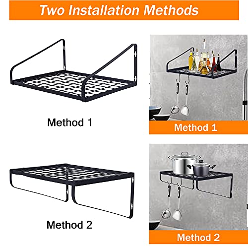 Zhoho Tant Hanging Pot Rack Pot Pan Rack Wall Mounted Pan And Pot Hanger With 8 Hooks For Kitchen Cookware Utensils 2 Diy Methods Black Steel Pan And Pot Hanging Organizer #TOP2