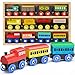 Wooden Train Set 12 PCS - Train Toys Magnetic Set Includes 3 Engines - Toy Train Sets For Kids Toddler Boys And Girls - Compatible With All Major Brands - Original - By Play22