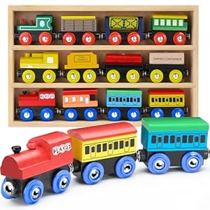 Wooden Train Set 12 PCS – Train Toys Magnetic Set Includes 3 Engines – Toy Train Sets For Kids Toddler Boys And Girls – Compatible With All Major Brands – Original – By Play22