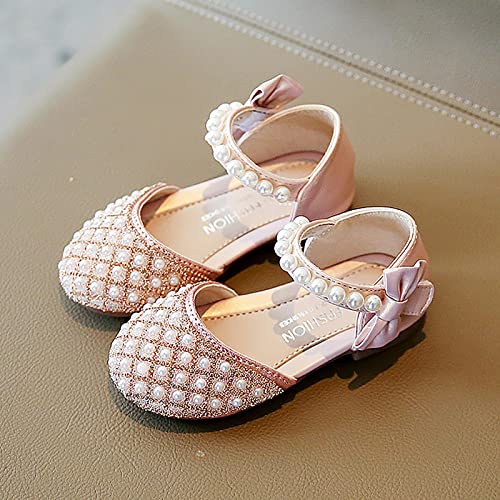 Princess Shoes Girls Dress Shoes Mary-Jane Flower Wedding Party Bridesmaids Pearl Shoes Glitter Princess Ballet Flats for Kid Toddler4