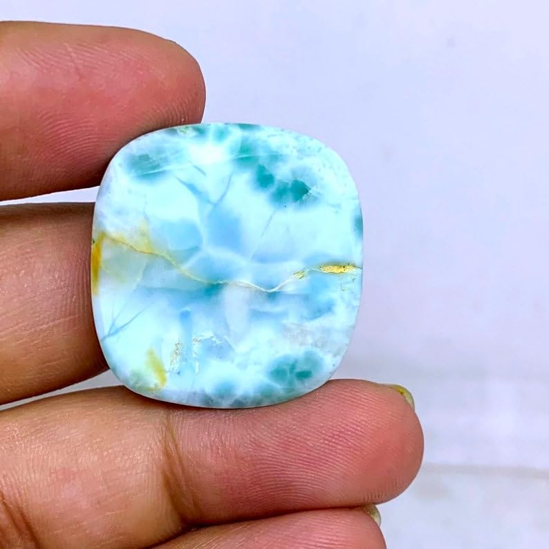 Larimar véritable GH_NAT_06152, gemme carrée d'exception pour bijou - 5