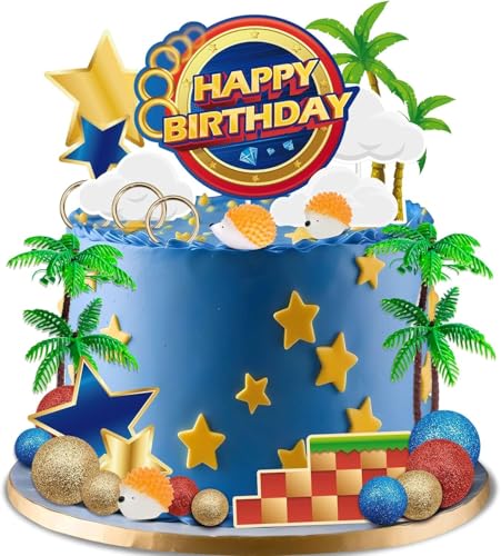 Decoracion Tartas Cumpleaños infantiles, 30 PCS Cartoon Azul Cake Toppers, Topper Tarta Cumpleaños, Adornos Tarta para Fiestas de Cumpleañosa Niños y Niñas (A)