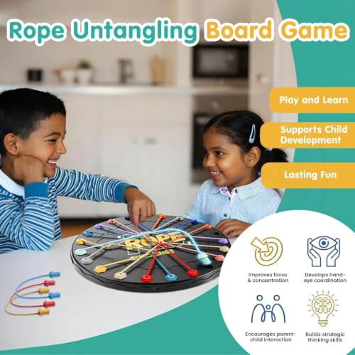 Image of Mashes Chain Triangle Chess Game Triggle Rubber Band Game for Kids & Adults, Fun Family Board Game, Brain Teaser Puzzle, Interactive Chess Set for 2-4 Players, Multicolour (Rope Game Set)