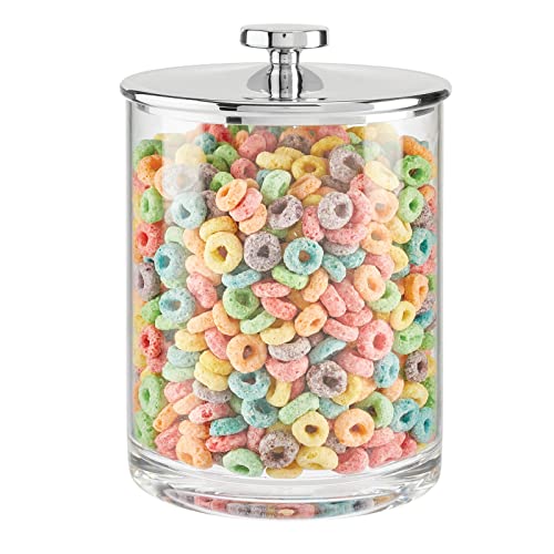 Mdesign Large Modern Apothecary Storage Organizer Canister Jars - Plastic Containers For Kitchen, Organization Holder For Pantry, Counter, Cabinet, Cupboard, Lumiere Collection, 2 Pack, Clear/Chrome #TOP6