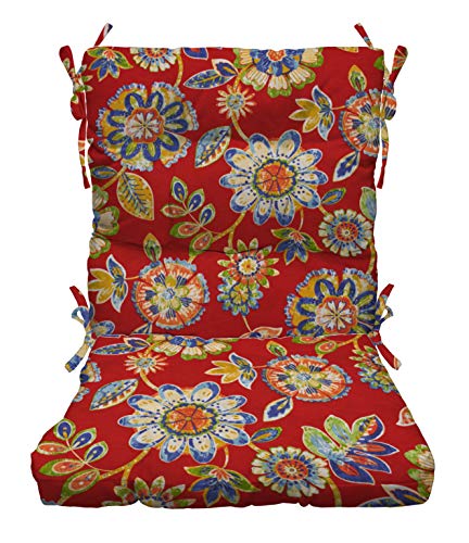 RSH DECOR: Tufted High Back Seat Cushion | 44” x 22” | All-Weather Spun Fabric | Water and Fade-Resistant | Outdoor Chair Cushion for Patio Furniture | Daelyn Cherry