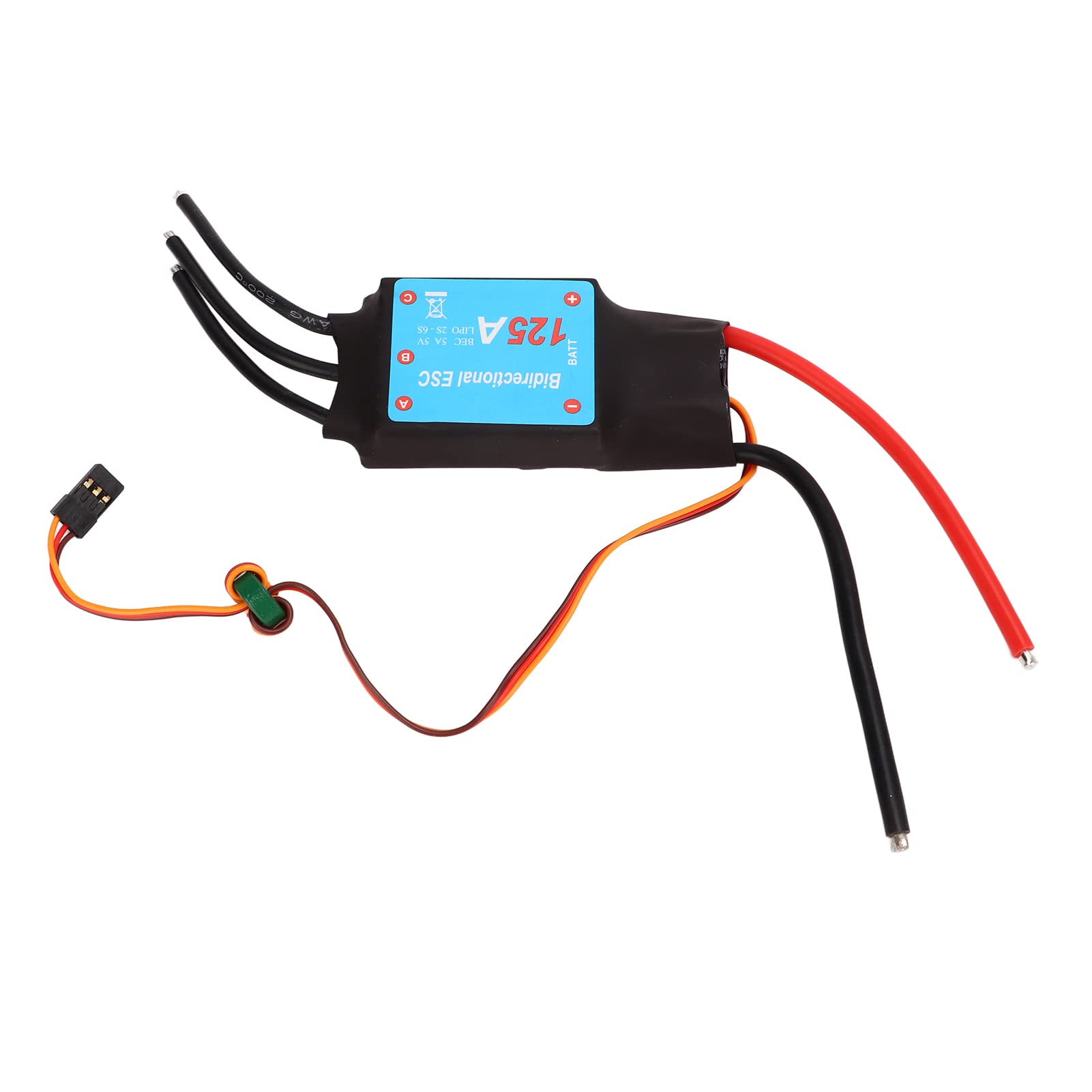 Bezszczotkowy ESC 125A czarny do łodzi RC z dwukierunkowym systemem chłodzenia wodą i obsługą śmigła podwodnego, elektroniczny regulator prędkości do zdalnego sterowania