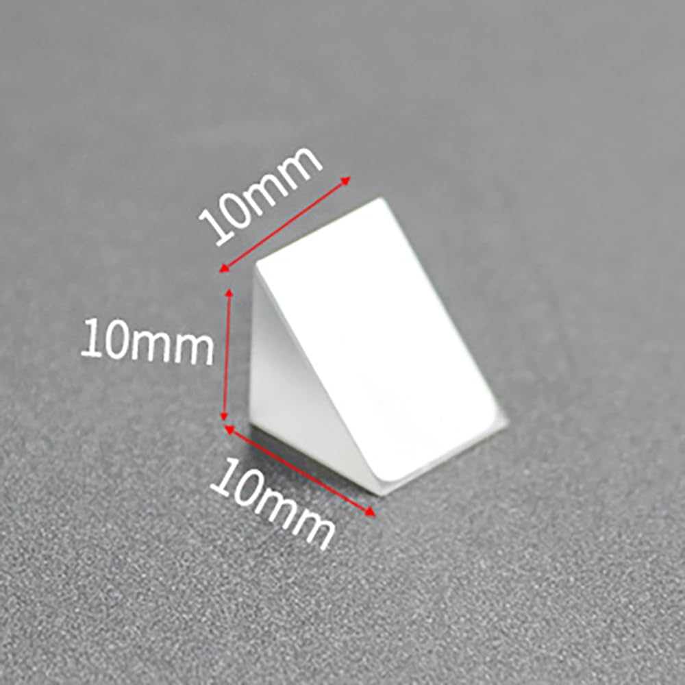 Prisme triangulaire optique 10 * 10 * 10mm, prismes à réflexion interne à Angle droit, Surface réfléchissante miroir revêtue d'aluminium et noir