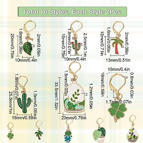 SUNNYCLUE 1 Box 20Pcs Stitch Markers Cute Lobster Clasp Charms Green Plants Cactus Crochet Stitch Marker Removable Knitting Metal Crocheting for Sewing Weaving Knit Threading - Image 2