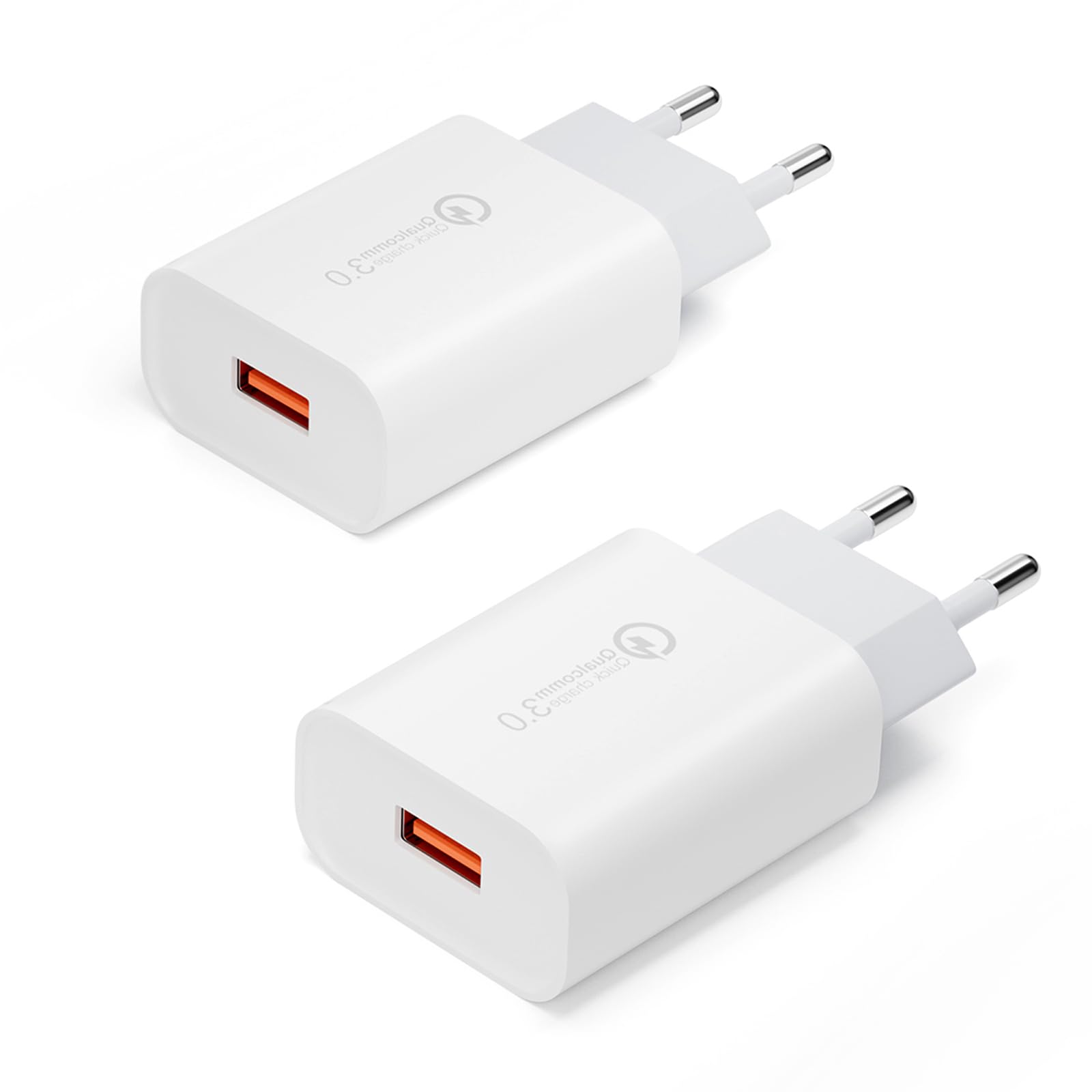 2 Pezzi Caricatore USB Quick Charge 3.0 18W, Carica Batterie Cellulare, Universale Caricabatterie Alimentatore Spina USB per Samsung Galaxy S21 S20 S10 S9 S8 A55 A25 A13, iPhone, Xiaomi, Huawei