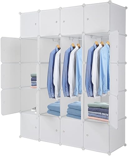 NIKKHO Organizador de 20 cubos apilables, estantes de almacenamiento de cubo de plástico, diseño modular multifuncional con barra para colgar, color