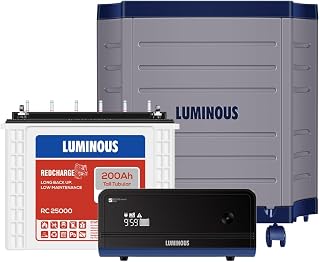 Luminous Inverter & Battery Combo with Trolley for Home, Shop & Office – Zelio+ 1100 (900VA/12V) Sine Wave Inverter + RC25... Price In India