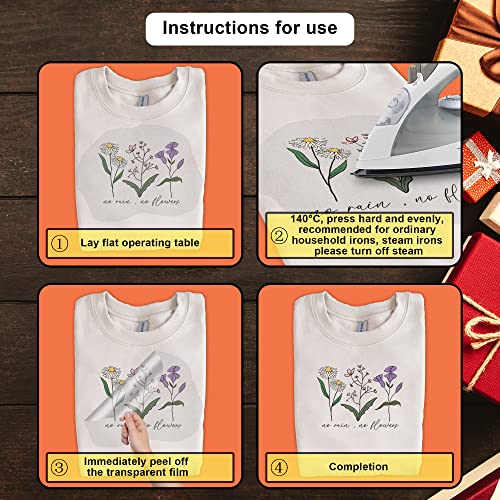 8 Sheets Vintage Flowers Iron On Transfers For T-Shirts - Flowers Htv Heat Transfer Vinyl Iron On Decals Patches Design - Iron On Stickers T-Shirts Clothing Hats Pillows Backpacks For Women Crafts #TOP5