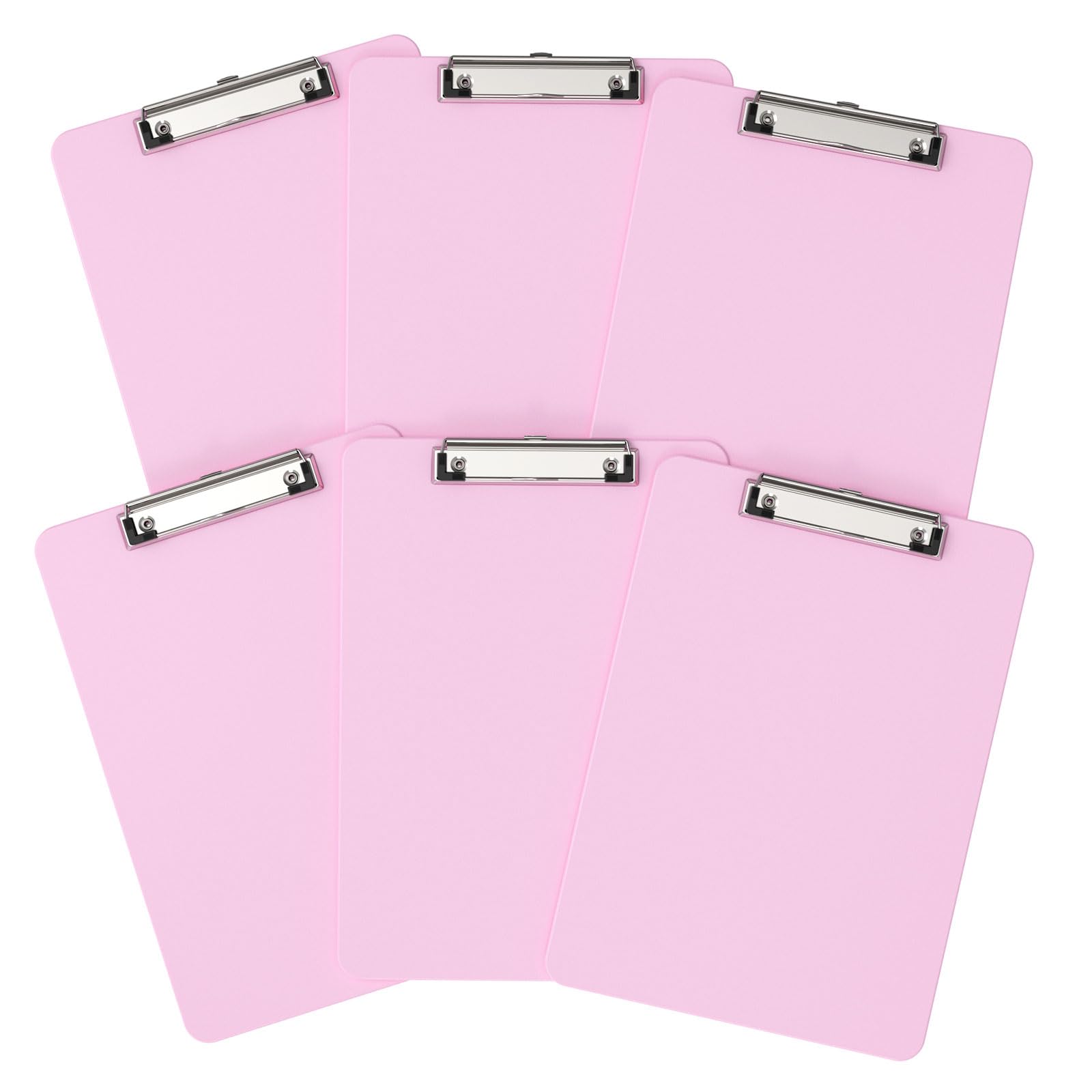 Macroclo Plastic Clipboards 6 Pack, A4 Pink Clip Board 8.5x11 for Classroom, Students, Kid, Woman, Size 9" x 12.5" with Low Profile Clip, Office &